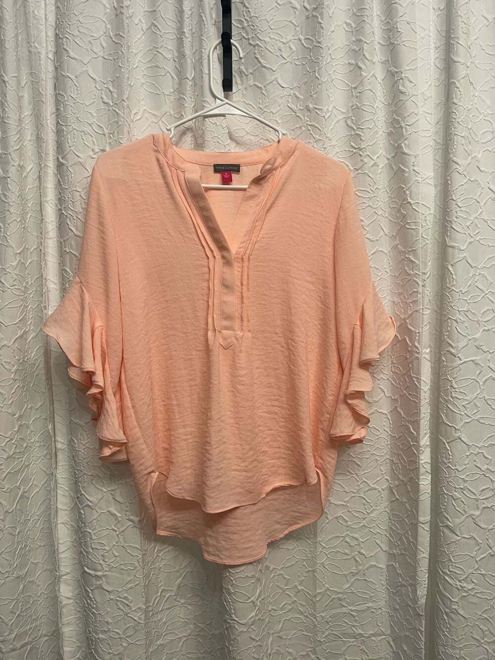 Vince Camuto Peach Ruffle Sleeve V-Neck Blouse Top Extra Small XS